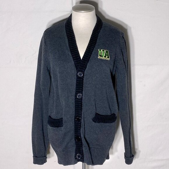 Bruzer University Of Alberta Grey Cardigan With Brown Elbow Pads M - Picture 1 of 16